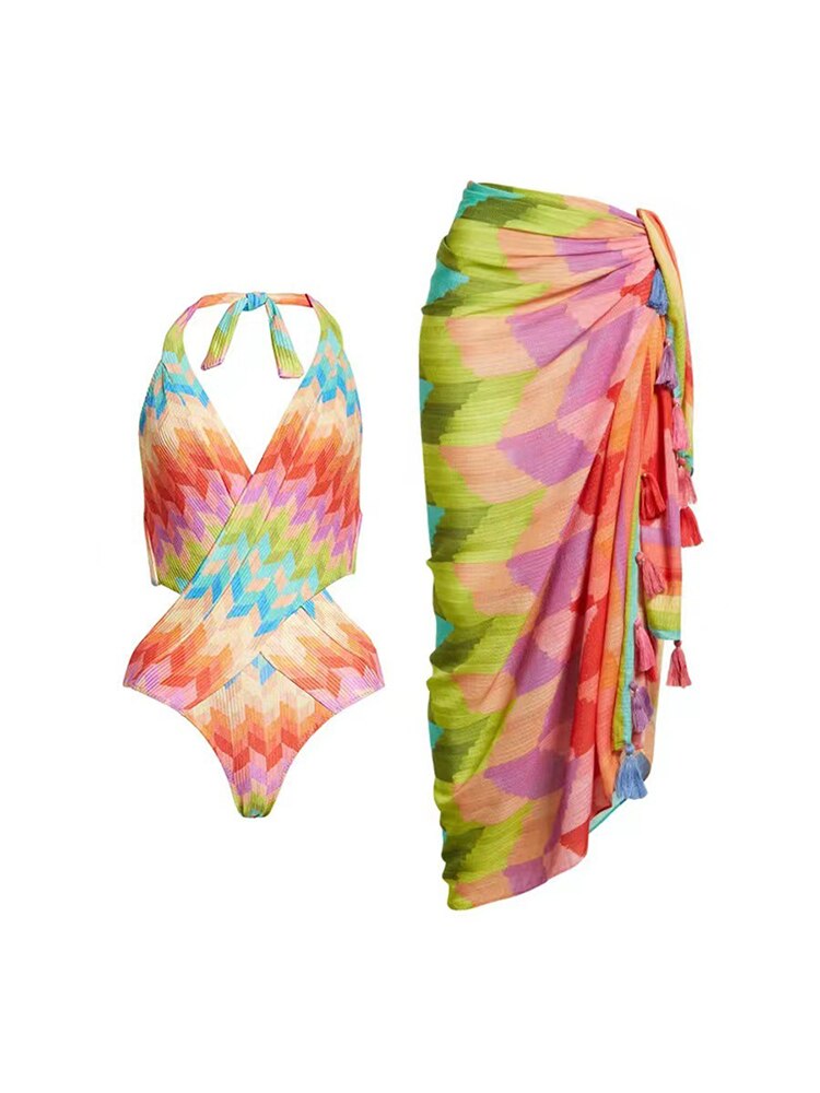 Kit Moda Praia ou Maiô ou Saia - Geometrico - Mudeseulook