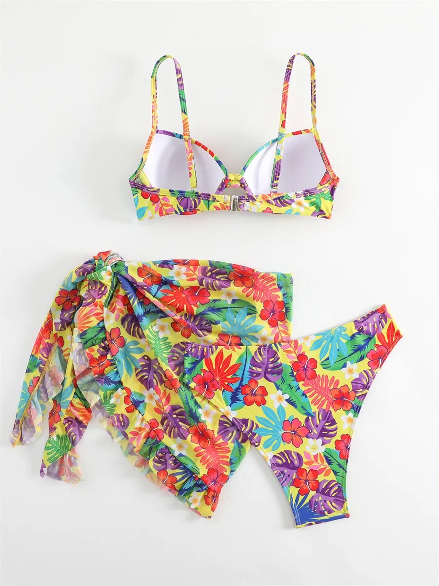 Biquíni Vintage Floral 3 Peças - Mudeseulook