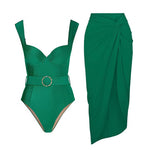 Kit Moda Praia ou Maiô ou Saia - Green Retro - Mudeseulook