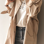 Casaco Parka Casual Acinturado com Bolsos - Mudeseulook