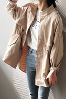 Casaco Parka Casual Acinturado com Bolsos - Mudeseulook