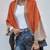 Cardigan Boho Manga Ampla Bloco de Cor - Mudeseulook