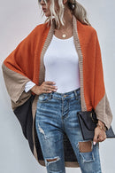 Cardigan Boho Manga Ampla Bloco de Cor - Mudeseulook