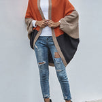 Cardigan Boho Manga Ampla Bloco de Cor - Mudeseulook