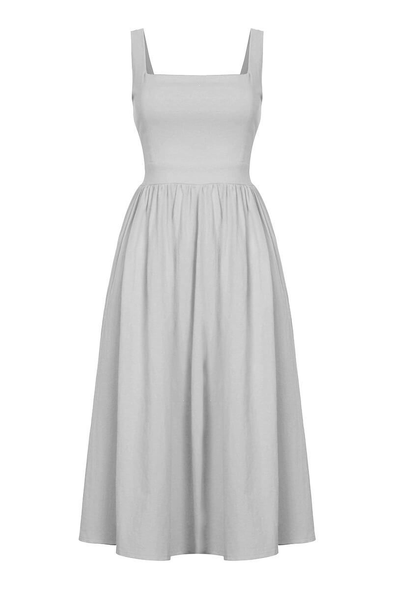 Vestido Midi Soltinho Decote Reto - Mudeseulook