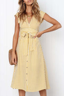 Vestido Midi Laço na Cintura - Mudeseulook