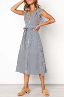 Vestido Midi Laço na Cintura - Mudeseulook