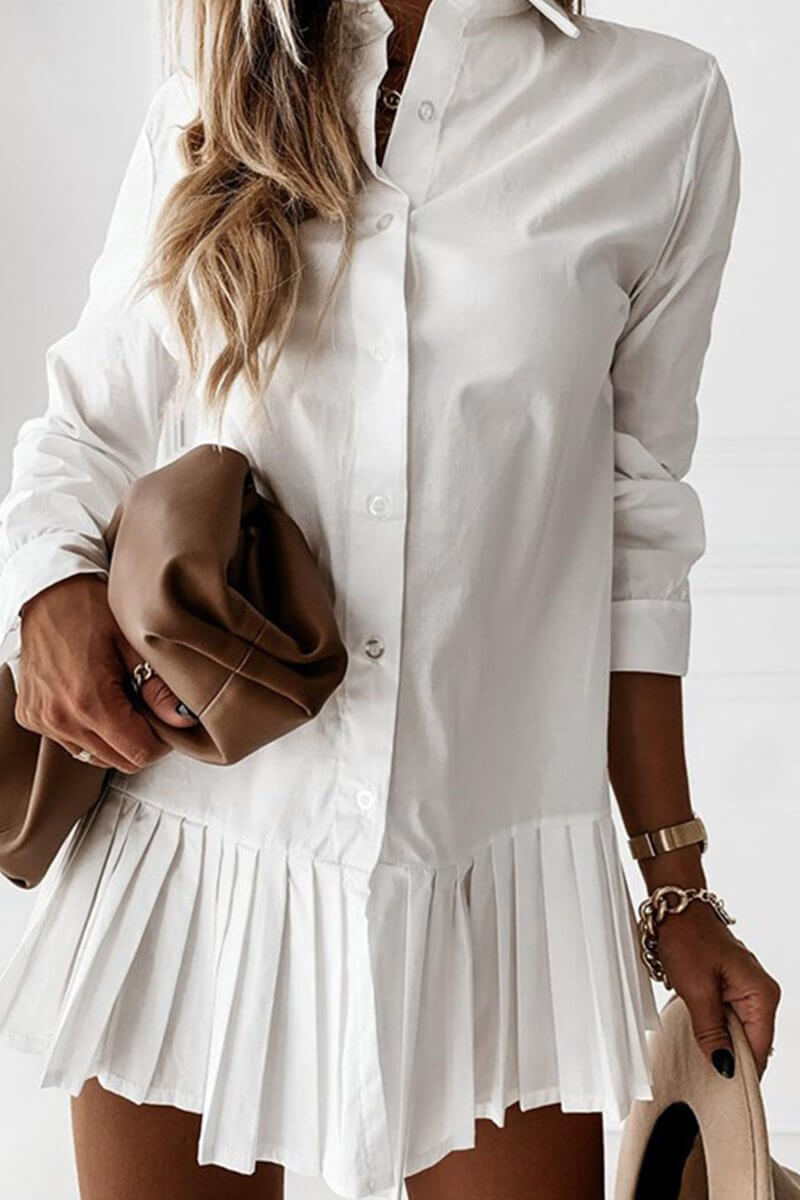 Vestido Chemise Curto Plissado - Mudeseulook