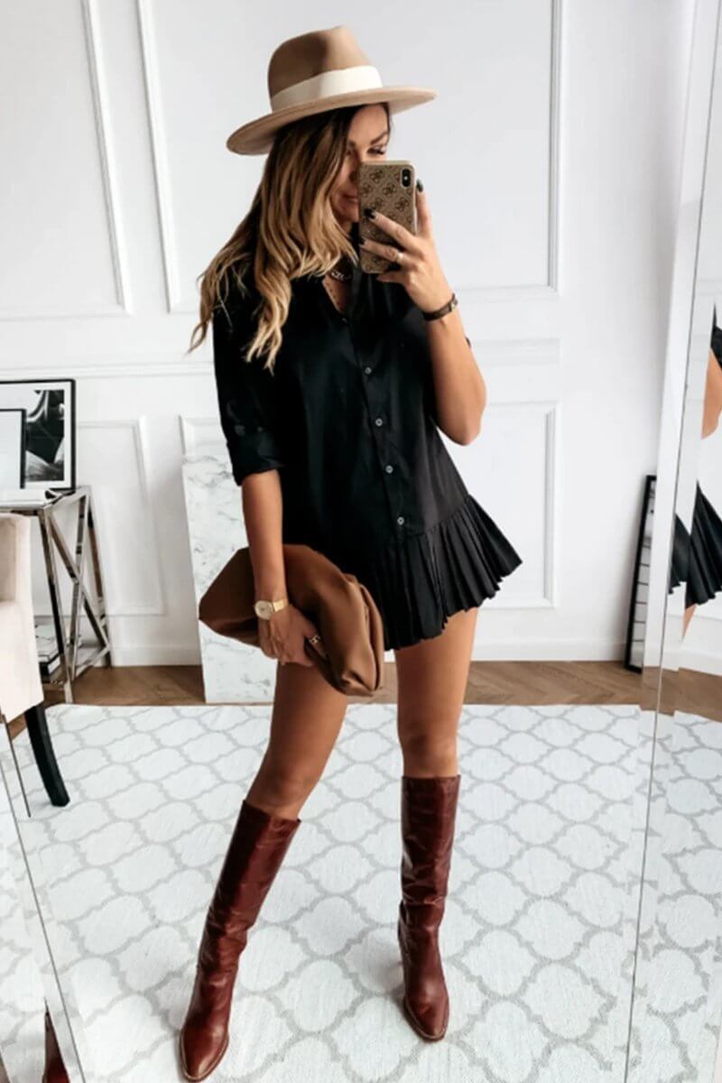 Vestido Chemise Curto Plissado - Mudeseulook