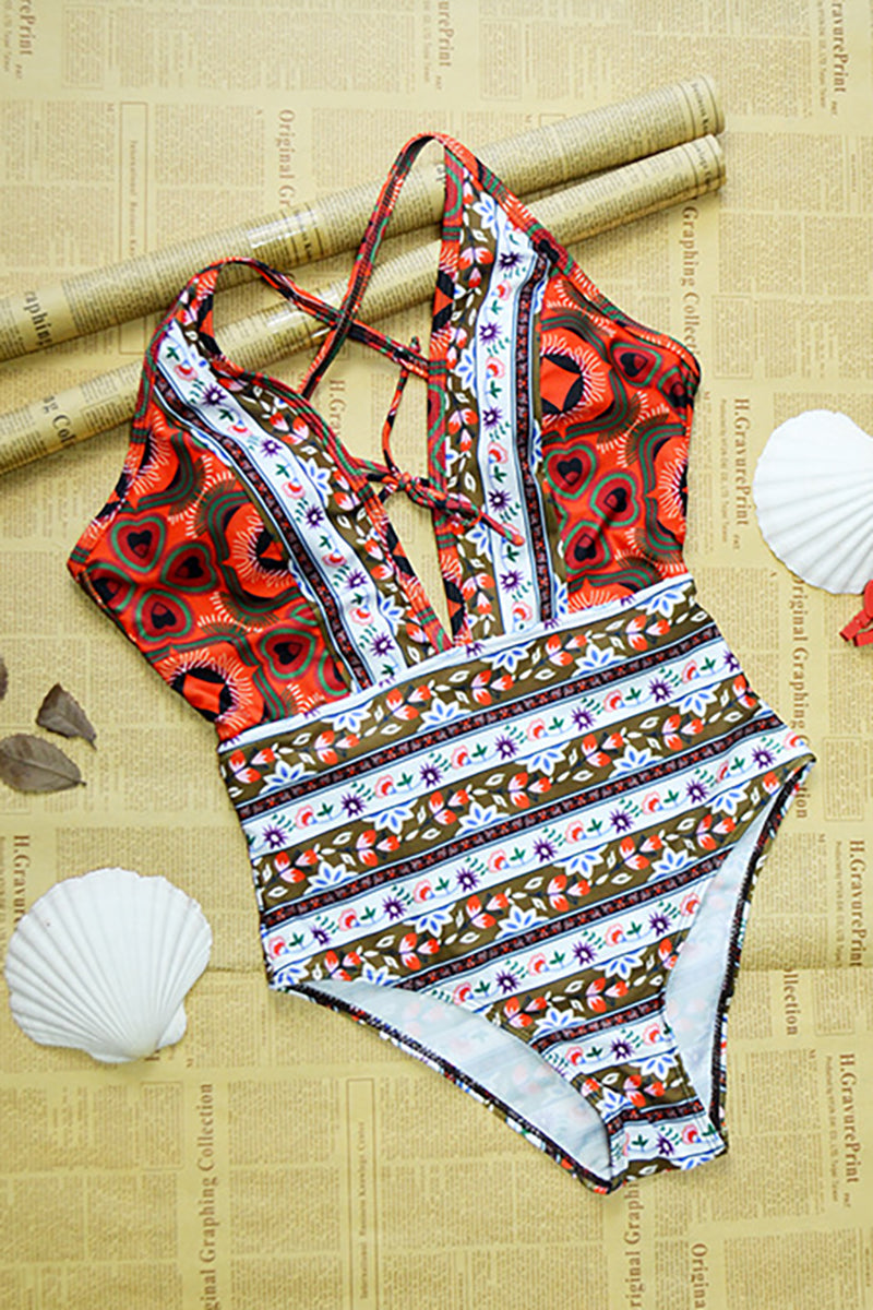 Maiô Estampado Decote V Laço - Mudeseulook