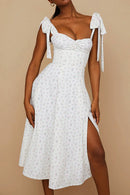 Vestido Nice Midi Alça Amarração e Fenda - Mudeseulook