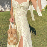 Vestido Nice Midi Alça Amarração e Fenda - Mudeseulook
