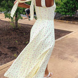 Vestido Nice Midi Alça Amarração e Fenda - Mudeseulook