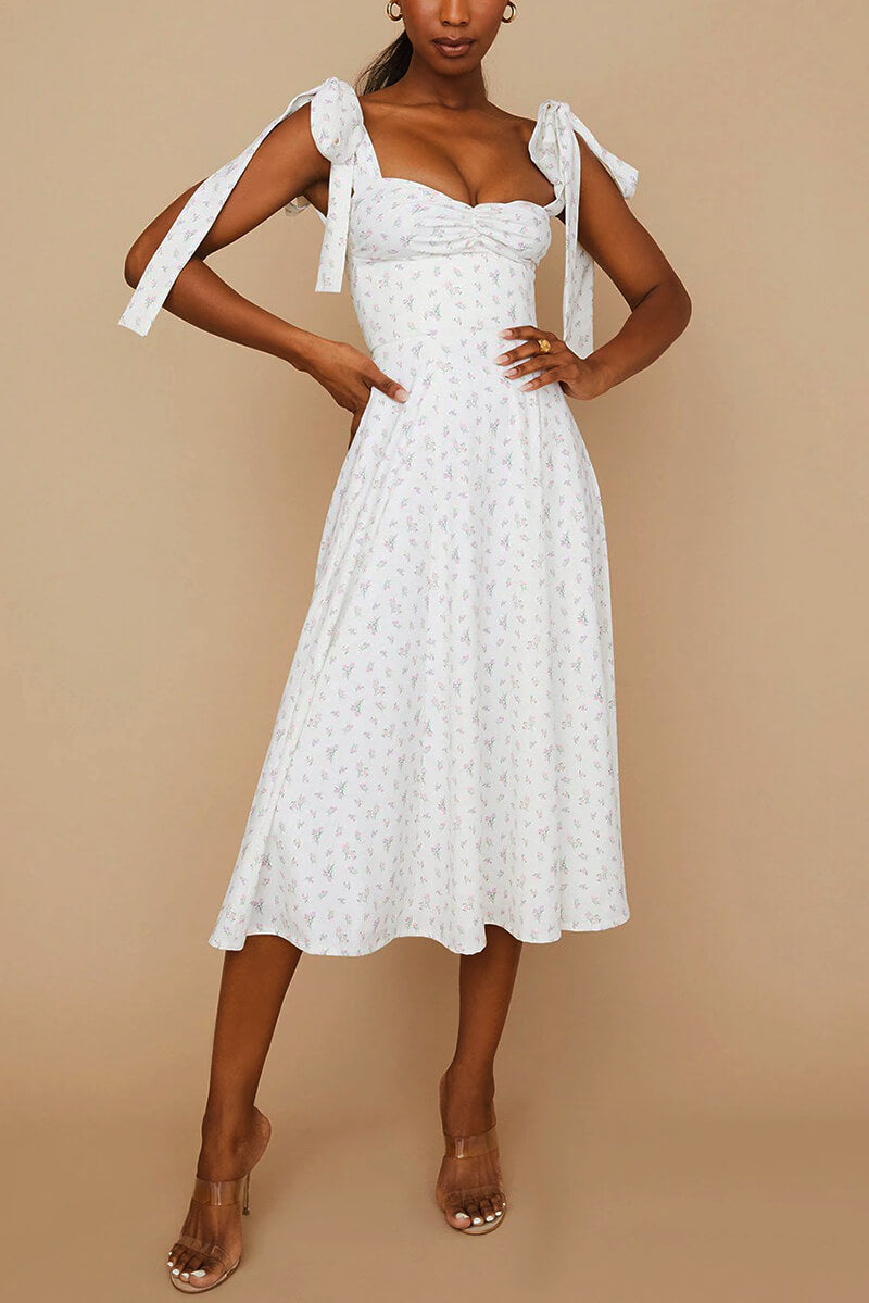 Vestido Nice Midi Alça Amarração e Fenda - Mudeseulook