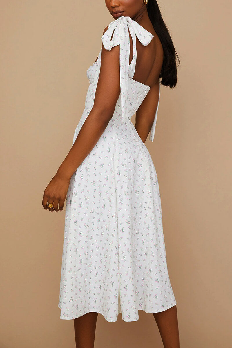 Vestido Nice Midi Alça Amarração e Fenda - Mudeseulook