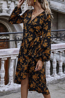 Vestido Mullet Wrap Flores Mangas Compridas - Mudeseulook