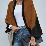 Cardigan Boho Manga Ampla Bloco de Cor - Mudeseulook