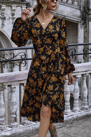 Vestido Mullet Wrap Flores Mangas Compridas - Mudeseulook