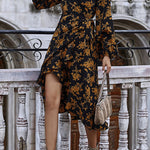 Vestido Mullet Wrap Flores Mangas Compridas - Mudeseulook