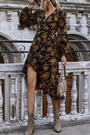 Vestido Mullet Wrap Flores Mangas Compridas - Mudeseulook