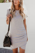 Vestido Bodycon Franzido Manga Curta Malha - Mudeseulook