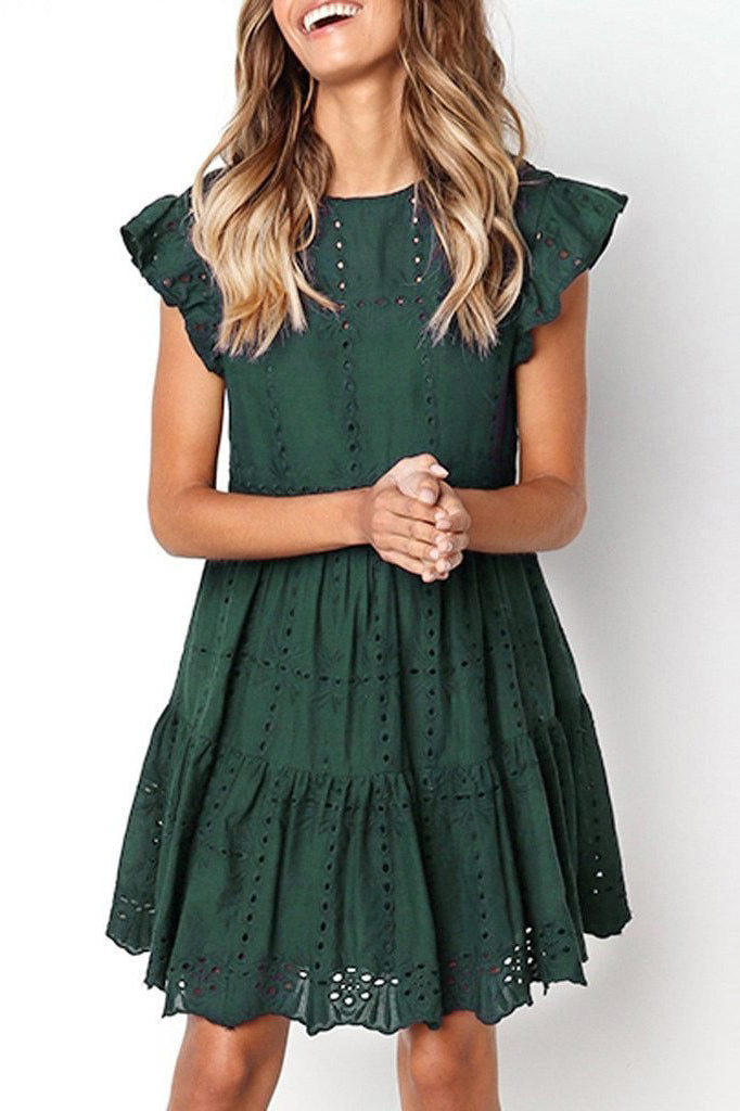Vestido Curto Detalhe Babado no Ombro - Mudeseulook