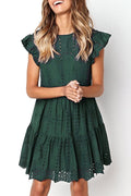Vestido Curto Detalhe Babado no Ombro - Mudeseulook